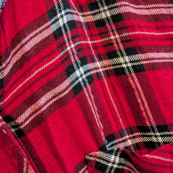 3 For $18 Maurices Red Plaid With Sparkles Button Down Shirt - Picture 2 of 7